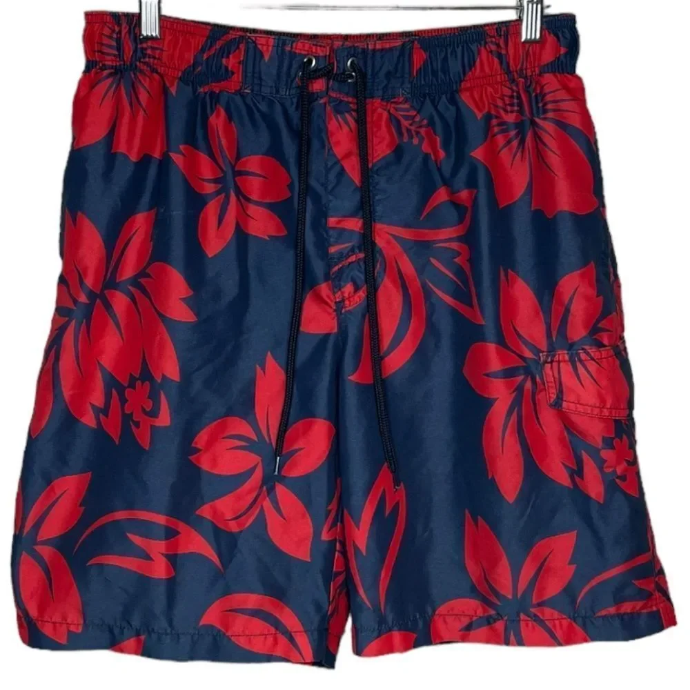 Sonoma Blue and Red Floral Swim Trunks size Medium